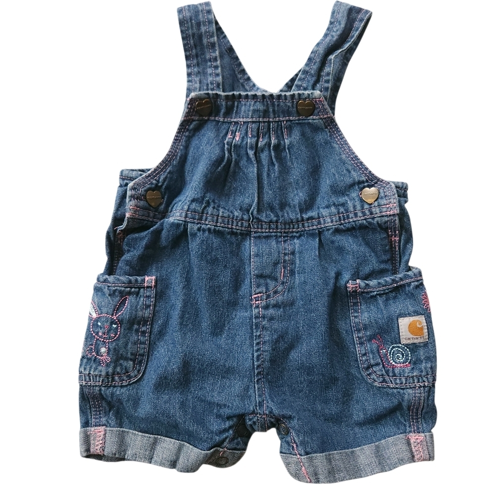 Carhartt Shorts Overalls Cute Embroidered Animals Sz 12 Mo